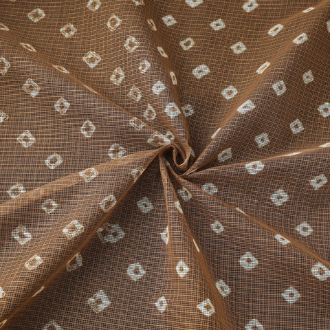 Brown - Kota Doria Cotton Bandhani Tie-Dye Fabric 17