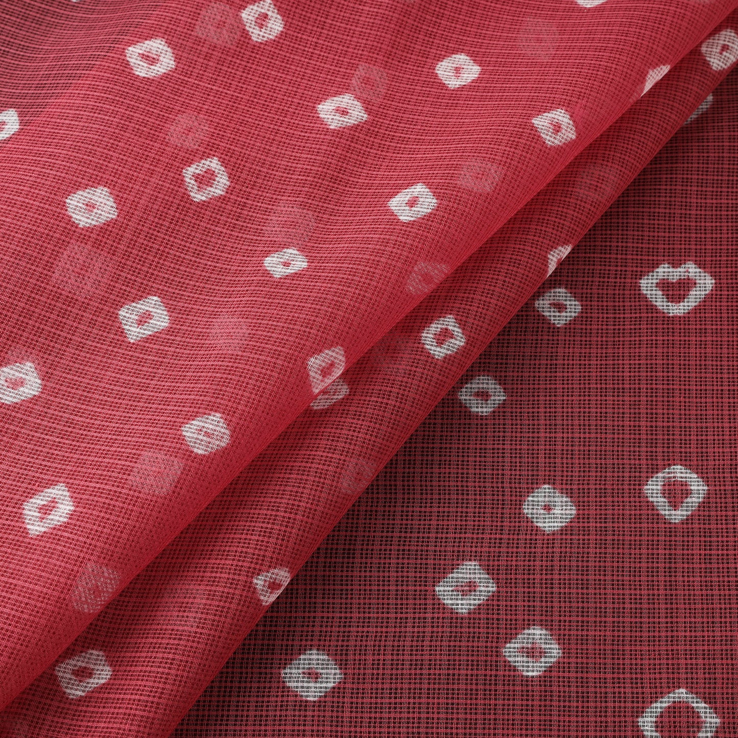 Pink - Kota Doria Cotton Bandhani Tie-Dye Fabric 18