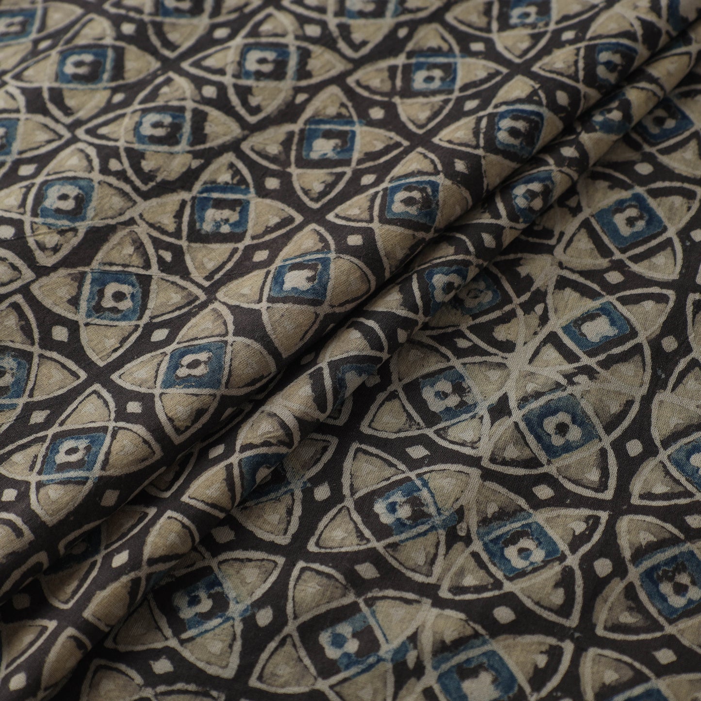 Black - Kutch Hand Block Print Natural Dyed Cotton Ajrakh Fabric 10