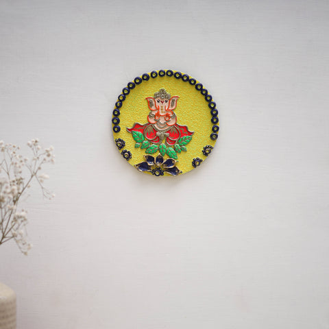 Ganesha - handpainted clay art wall frame 11 - handcrafted
