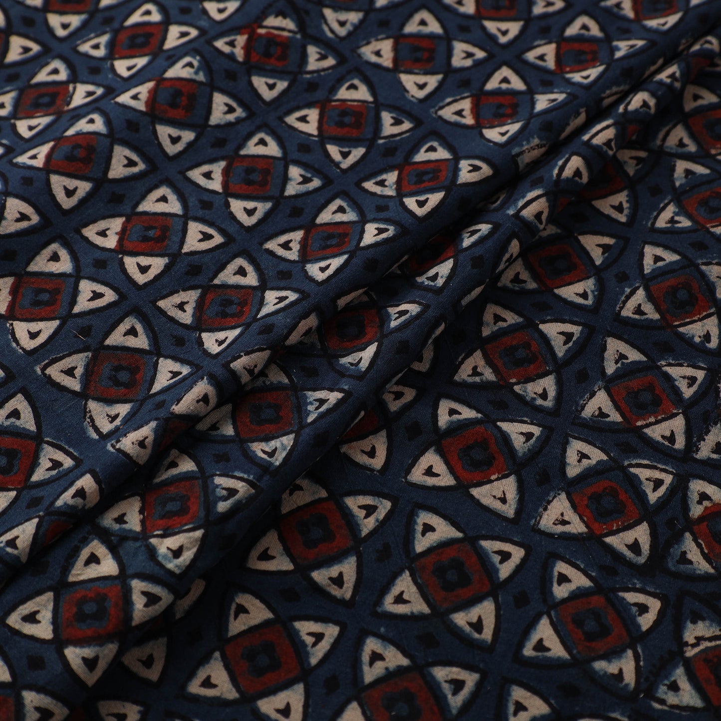 Kutch Hand Block Print Natural Dyed Cotton Ajrakh Fabric 11