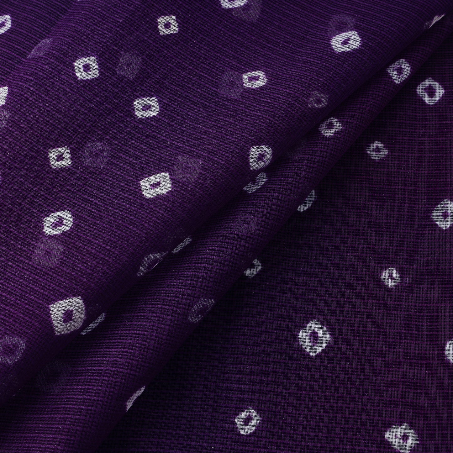 Purple - Kota Doria Cotton Bandhani Tie-Dye Fabric 19
