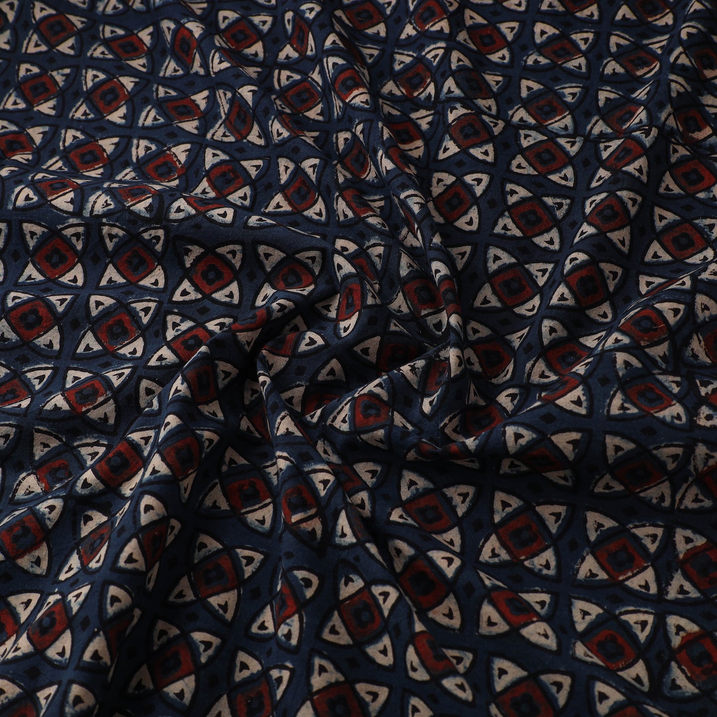 Kutch Hand Block Print Natural Dyed Cotton Ajrakh Fabric 11