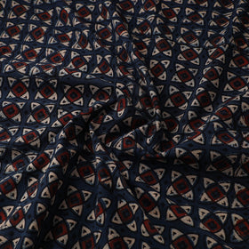 Kutch Hand Block Print Natural Dyed Cotton Ajrakh Fabric 11