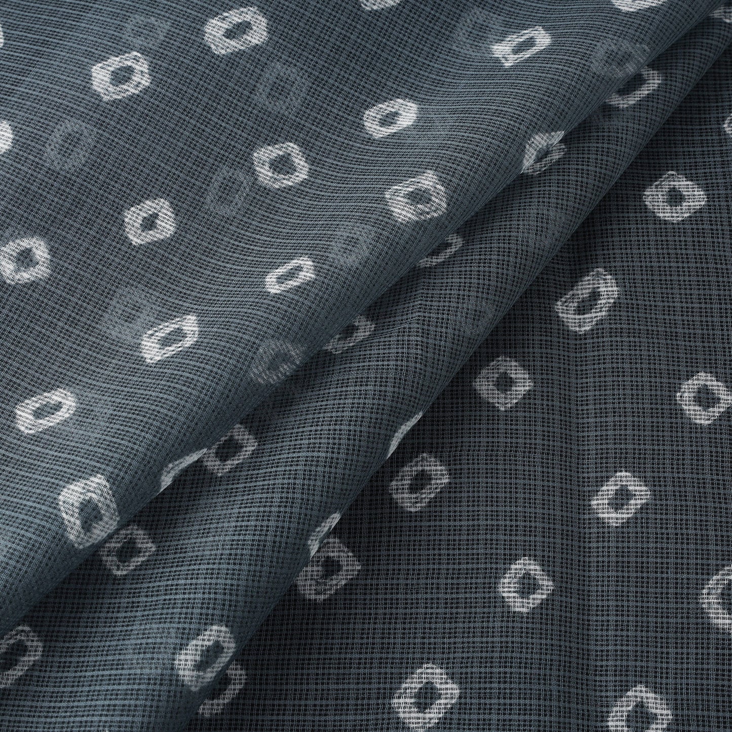 Grey - Kota Doria Cotton Bandhani Tie-Dye Fabric 20