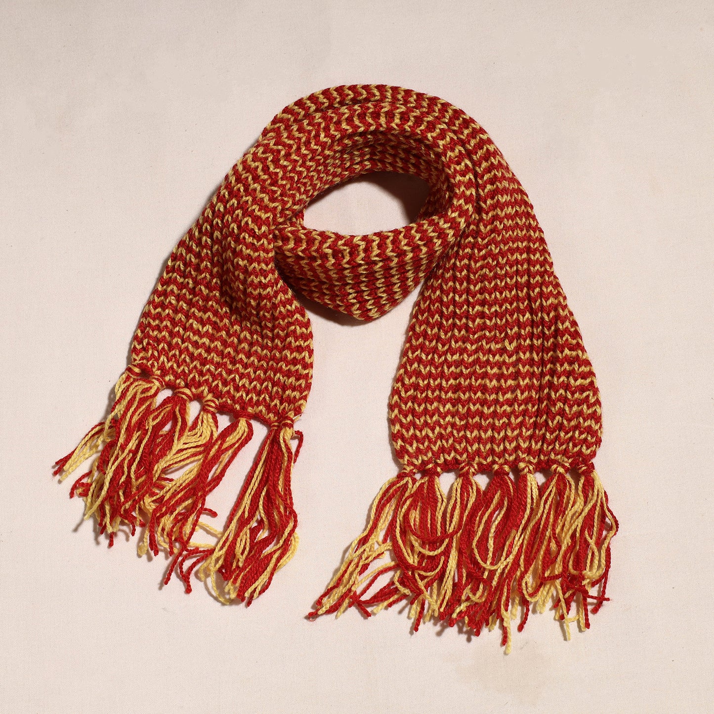 Multicolor - Kumaun Hand Knitted Woolen Muffler (45 in)