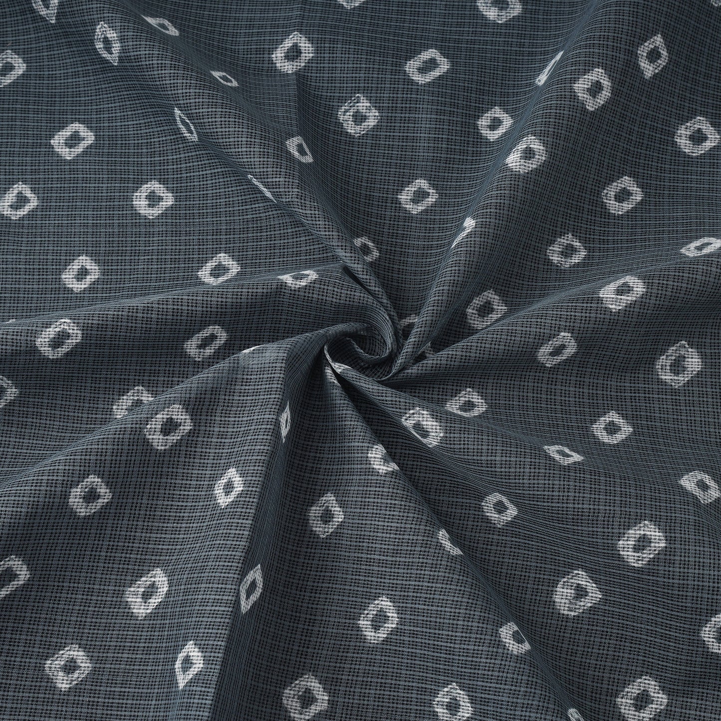 Grey - Kota Doria Cotton Bandhani Tie-Dye Fabric 20