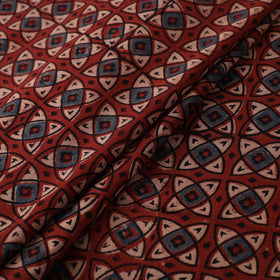 Kutch Hand Block Print Natural Dyed Cotton Ajrakh Fabric 13