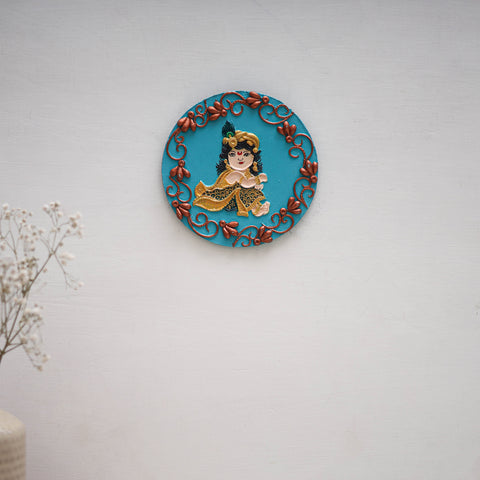 Krishna - handpainted clay art wall frame 14 - handcrafted