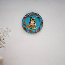 Krishna - handpainted clay art wall frame 14 - handcrafted