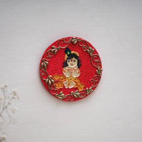 Krishna - handpainted clay art wall frame 16 - handcrafted