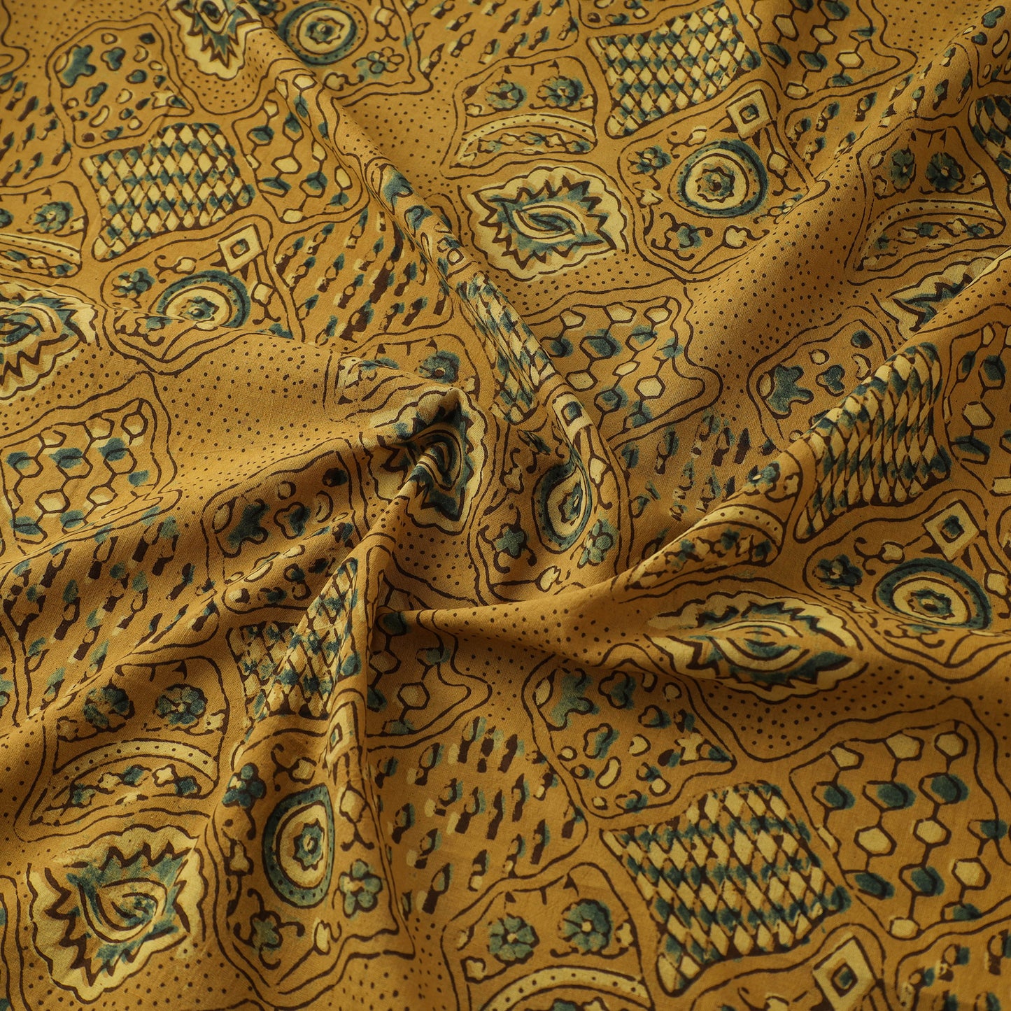 Kutch Hand Block Print Natural Dyed Cotton Ajrakh Fabric 15