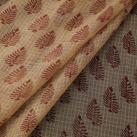 Beige - Kota Doria Cotton Natural Dyed Hand Block Bagh Print Fabric 01