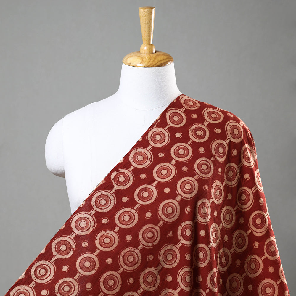 Red - Kalamkari Block Printed Cotton Fabric