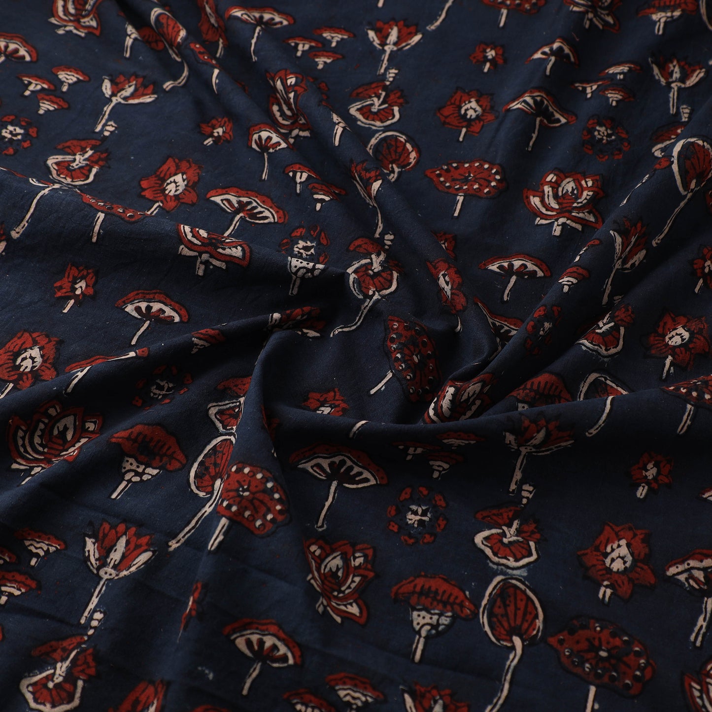 Kutch Hand Block Print Natural Dyed Cotton Ajrakh Fabric 16