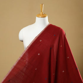 Red Handspun Handloom Natural Dyed Cotton Jamdani Fabric