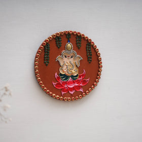 Ganesha - handpainted clay art wall frame 18 - handcrafted
