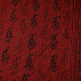 Red - Kota Doria Cotton Natural Dyed Hand Block Bagh Print Fabric 03