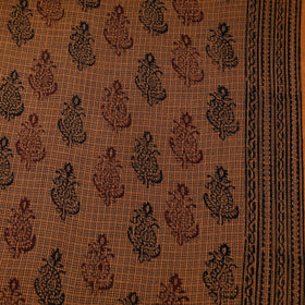 Orange - Kota Doria Cotton Natural Dyed Hand Block Bagh Print Fabric 04
