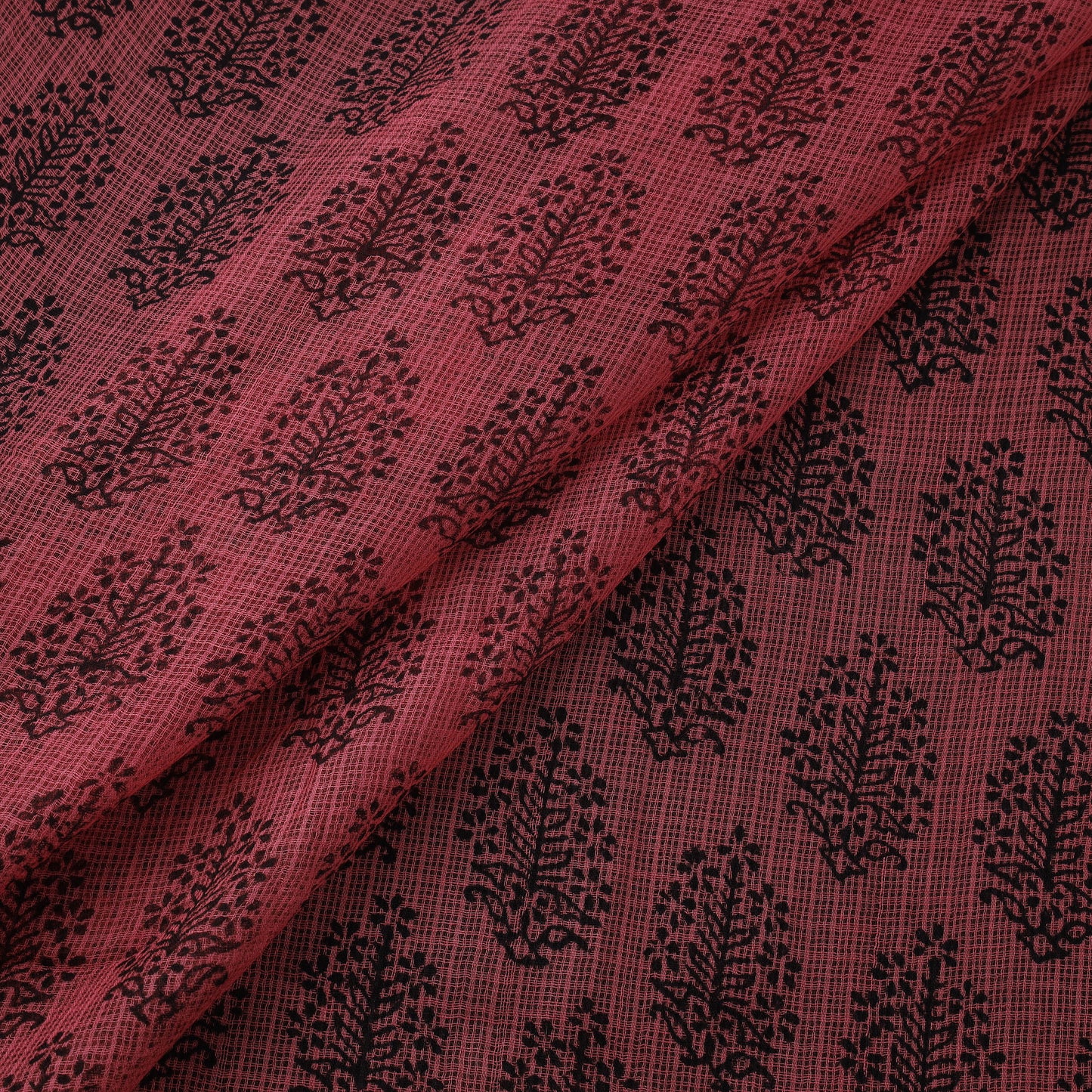 Pink - Kota Doria Cotton Natural Dyed Hand Block Bagh Print Fabric 05