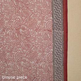 Red Block Print Natural Dyed Kota Doria Cotton Bagh Saree