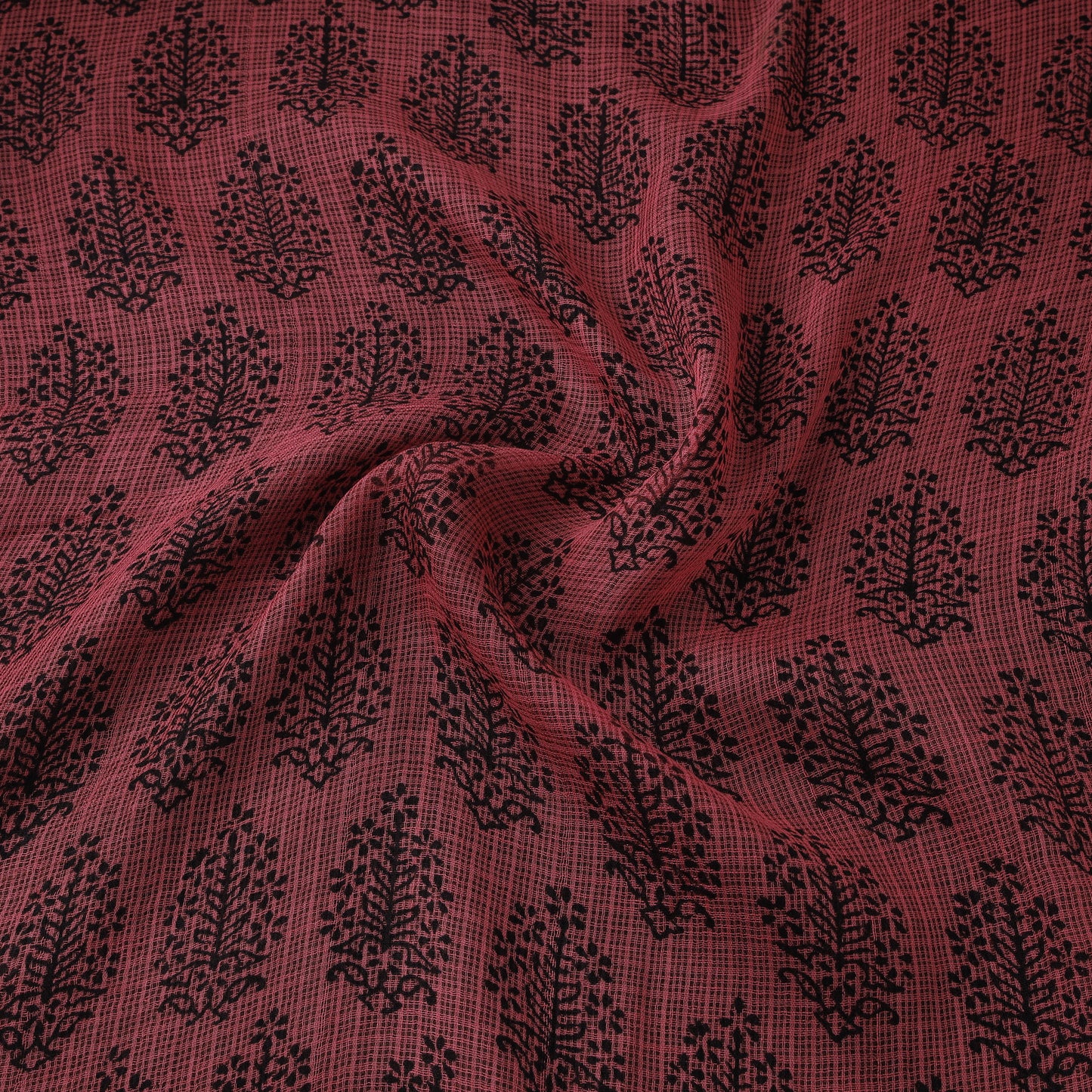 Pink - Kota Doria Cotton Natural Dyed Hand Block Bagh Print Fabric 05
