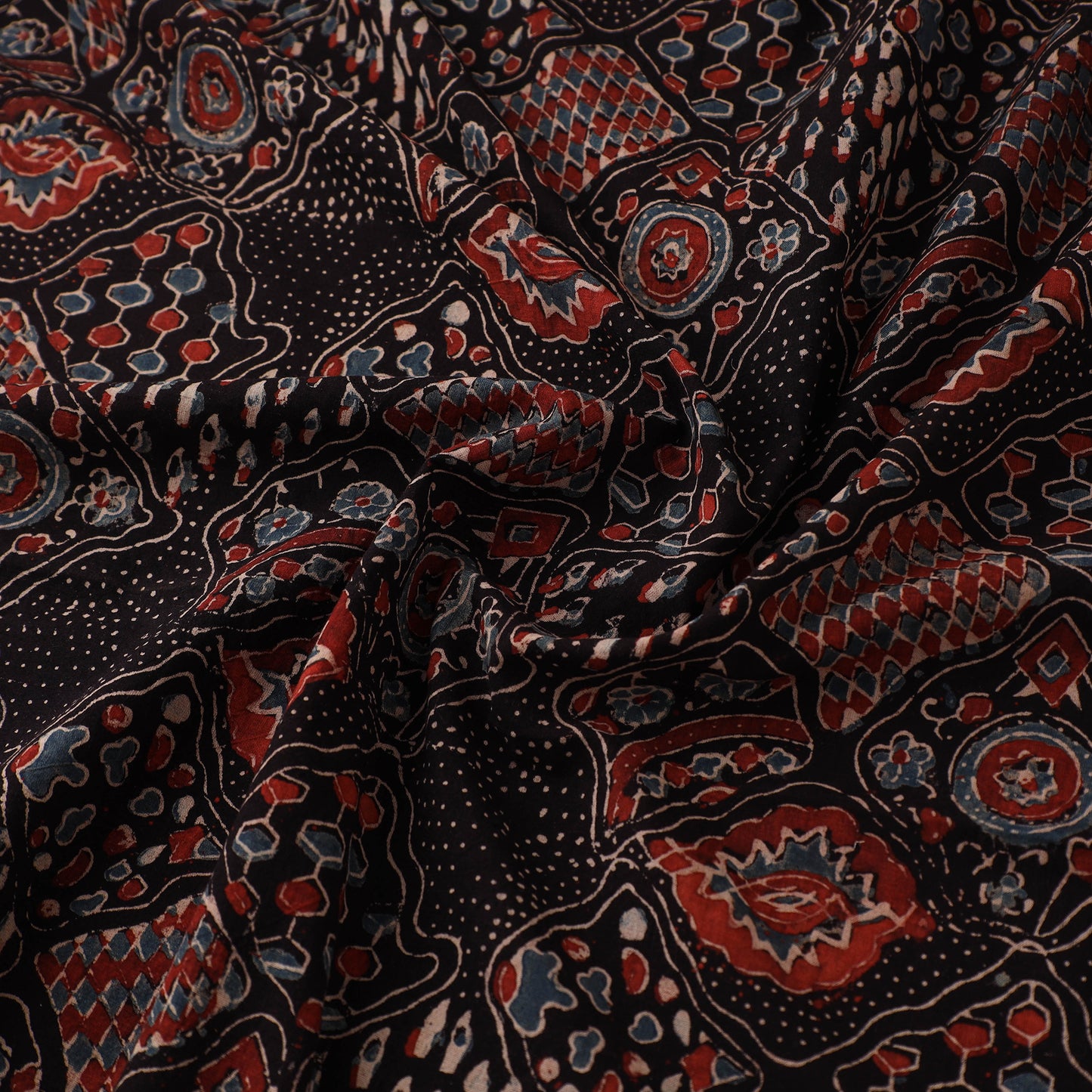 Kutch Hand Block Print Natural Dyed Cotton Ajrakh Fabric 20