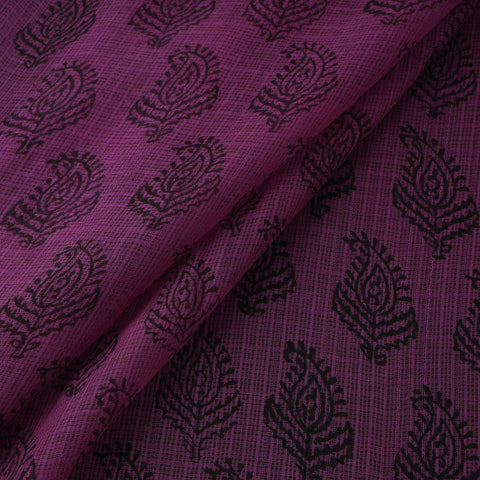 Purple - Kota Doria Cotton Natural Dyed Hand Block Bagh Print Fabric 06