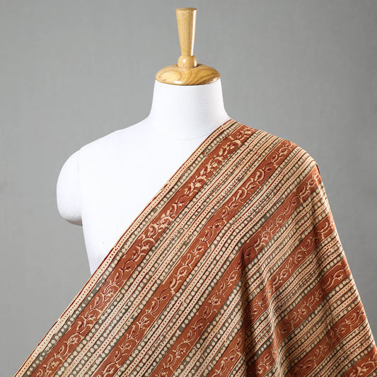 Orange - Kalamkari Block Printed Cotton Fabric