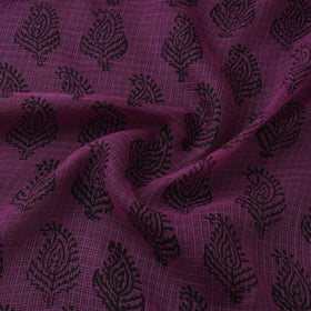 Purple - Kota Doria Cotton Natural Dyed Hand Block Bagh Print Fabric 06