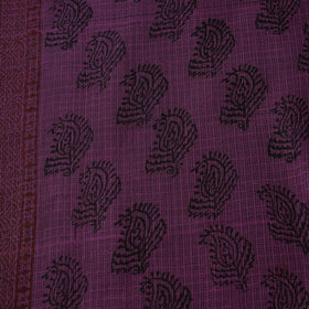 Purple - Kota Doria Cotton Natural Dyed Hand Block Bagh Print Fabric 06