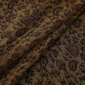 Yellow - Kota Doria Cotton Natural Dyed Hand Block Bagh Print Fabric 07