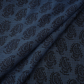 Blue - Kota Doria Cotton Natural Dyed Hand Block Bagh Print Fabric 08