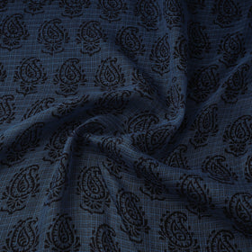 Blue - Kota Doria Cotton Natural Dyed Hand Block Bagh Print Fabric 08