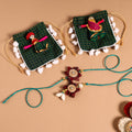  Handmade Fabric Flower Jute Rakhi & Lumba Set 