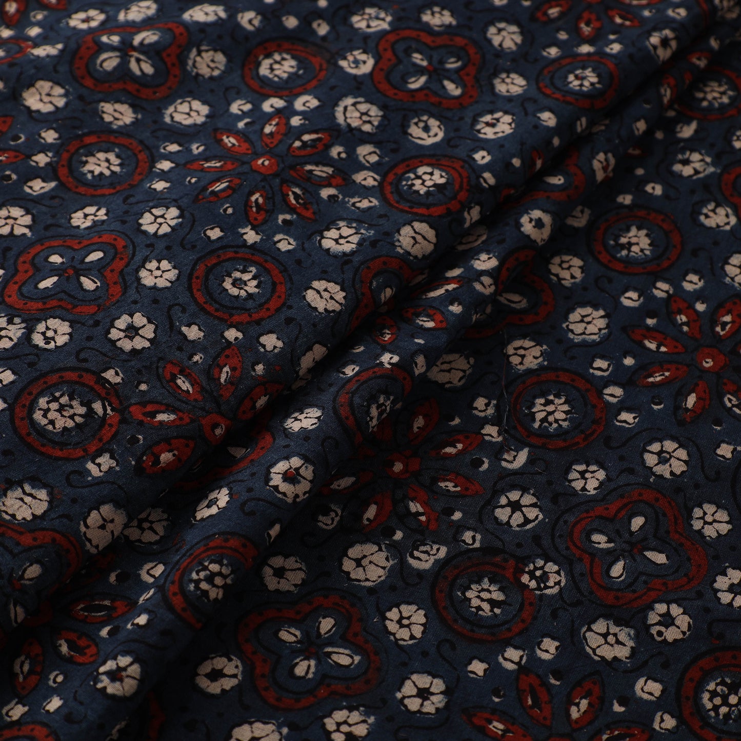 Kutch Hand Block Print Natural Dyed Cotton Ajrakh Fabric 26