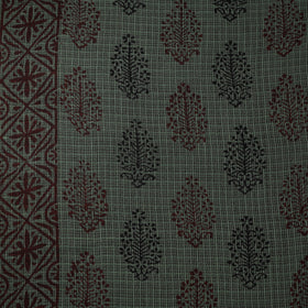 Green - Kota Doria Cotton Natural Dyed Hand Block Bagh Print Fabric 09