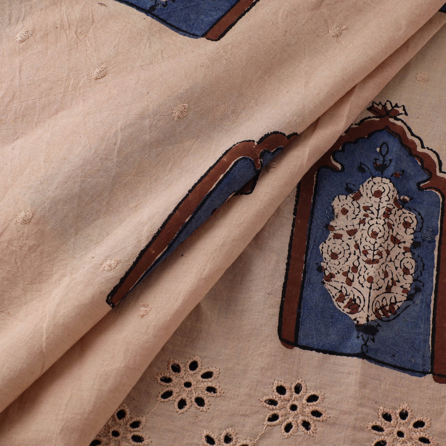 Natural Dyed Hand Block Print Ajrakh Cotton Hakoba Fabric 03
