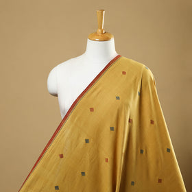Yellow Handspun Handloom Natural Dyed Cotton Jamdani Fabric