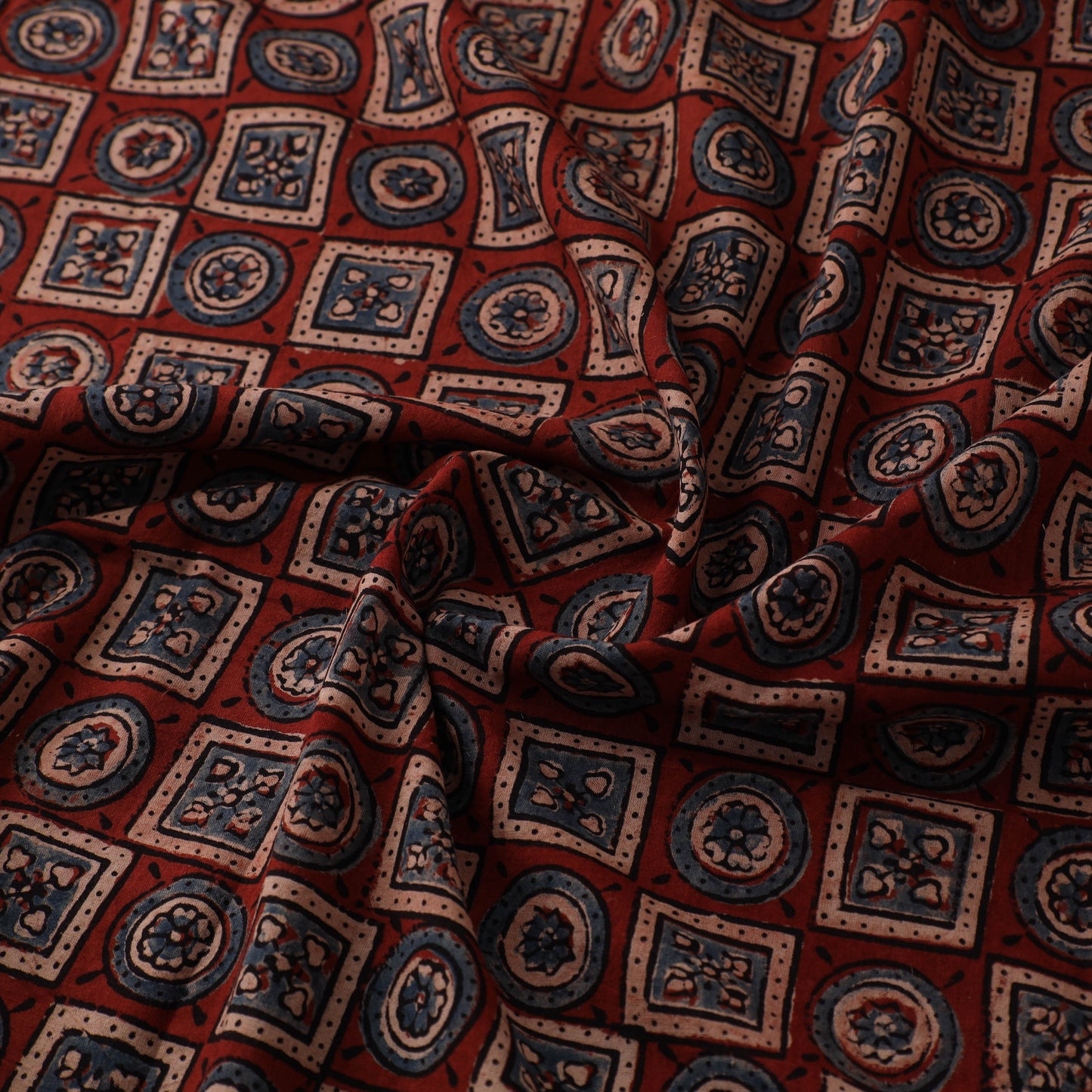Kutch Hand Block Print Natural Dyed Cotton Ajrakh Fabric 27