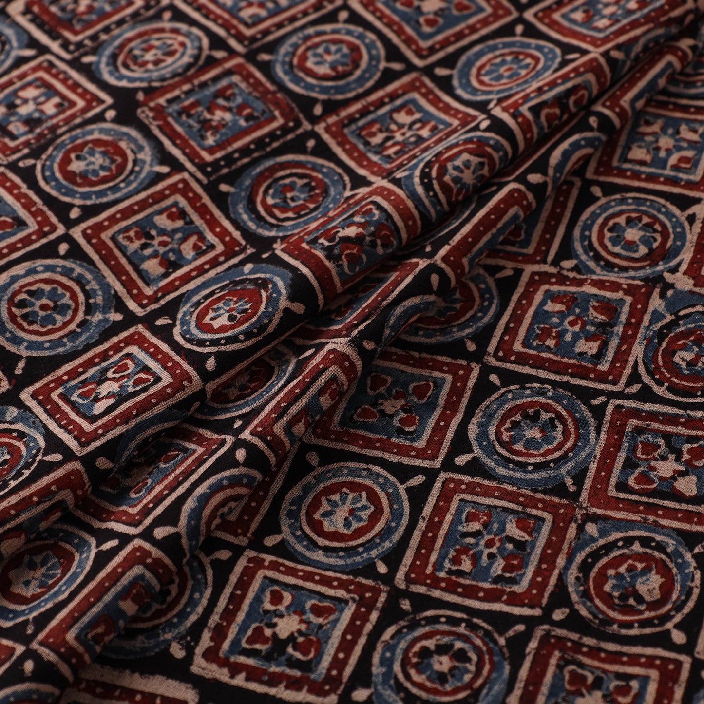 Kutch Hand Block Print Natural Dyed Cotton Ajrakh Fabric 28
