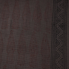 Brown - Kota Doria Cotton Natural Dyed Hand Block Bagh Print Fabric 11
