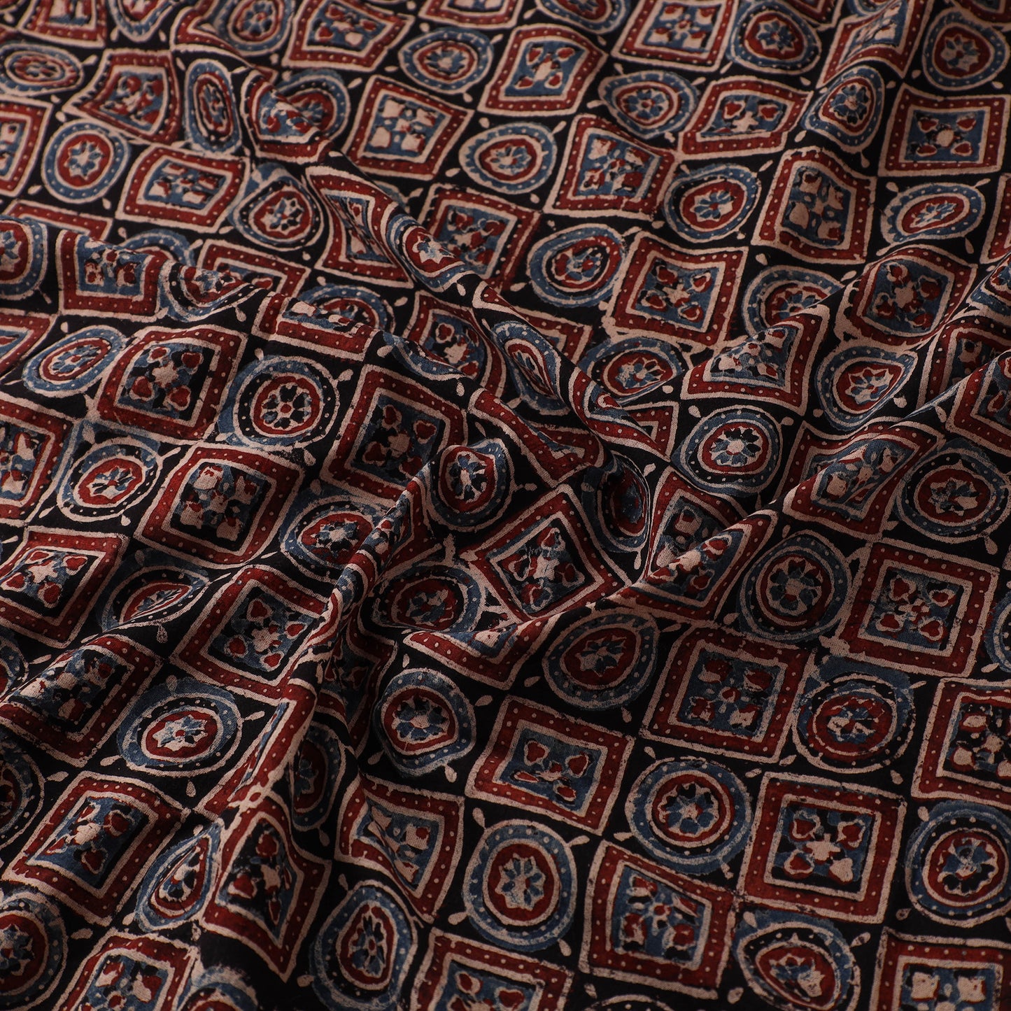Kutch Hand Block Print Natural Dyed Cotton Ajrakh Fabric 28