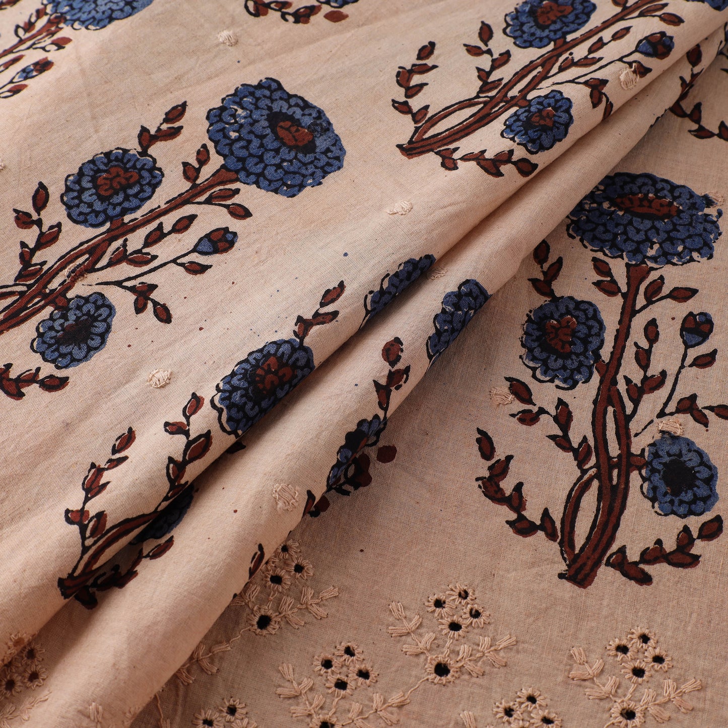 Natural Dyed Hand Block Print Ajrakh Cotton Hakoba Fabric 02