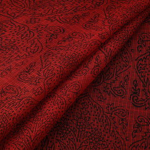 Red - Kota Doria Cotton Natural Dyed Hand Block Bagh Print Fabric 12