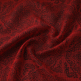 Red - Kota Doria Cotton Natural Dyed Hand Block Bagh Print Fabric 12