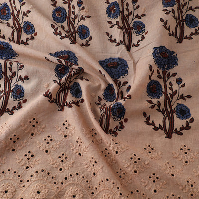 Beige - Natural Dyed Hand Block Print Ajrakh Cotton Hakoba Fabric 02
