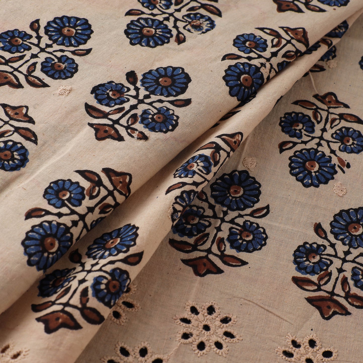 Natural Dyed Hand Block Print Ajrakh Cotton Hakoba Fabric 01