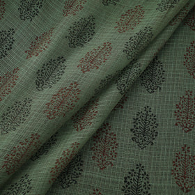 Green - Kota Doria Cotton Natural Dyed Hand Block Bagh Print Fabric 13