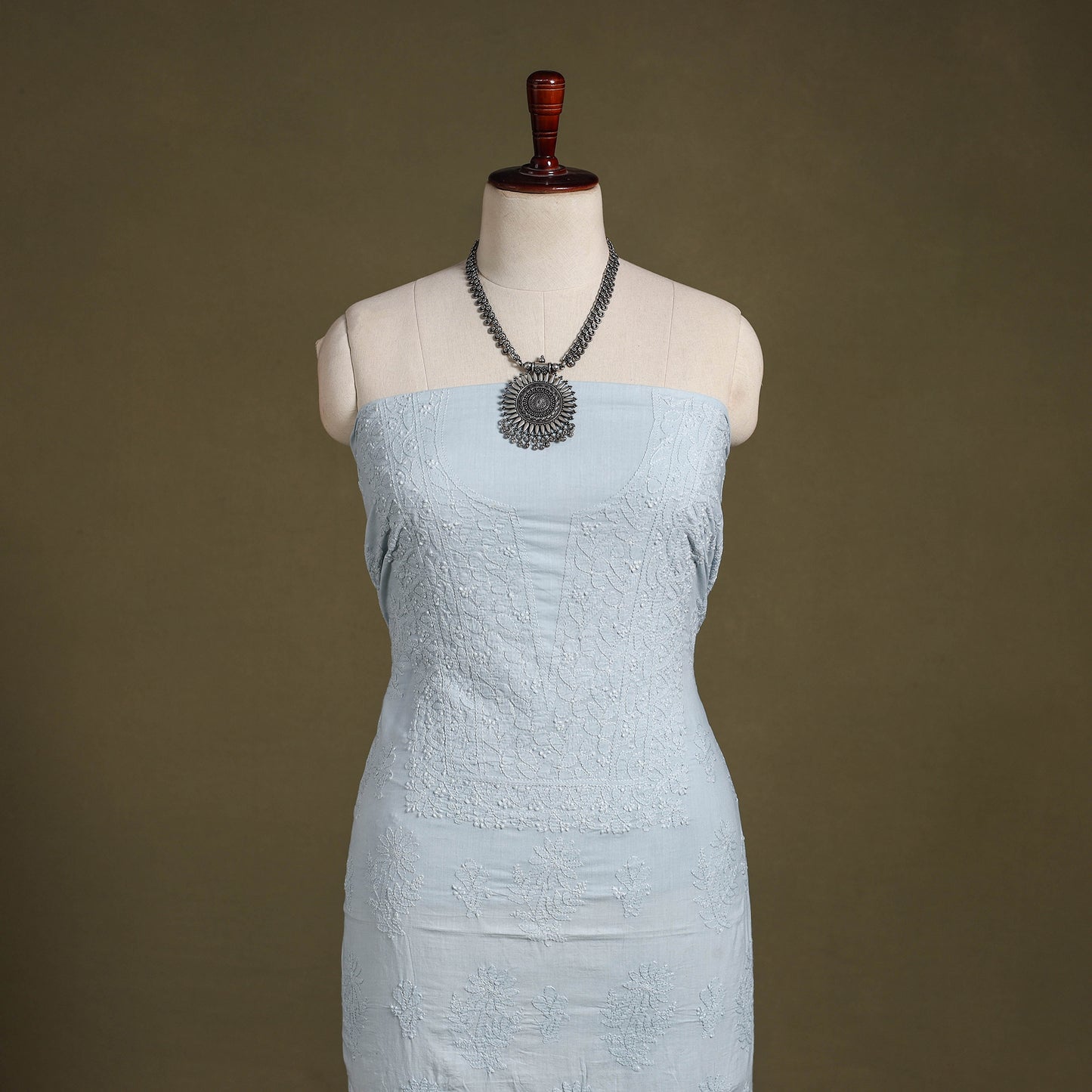 Chikankari Hand Embroidery Mul Cotton Kurta Material 